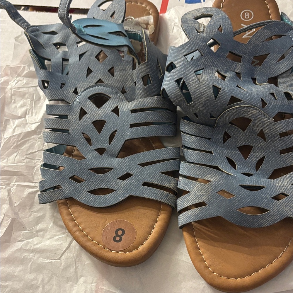 Blue Strappy Sandals 8